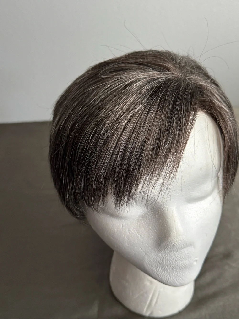100% Human Hair Short Wig - Black and grey
